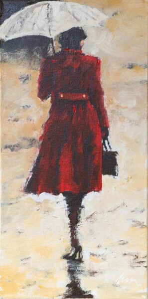 Woman in a red coat Sophie, oil painting on canvas 绘画 标题为“Woman in a red coat…” 由Filip Petrovic, 原创艺术品, 油