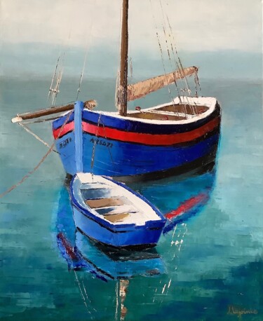 Vieux canot breton Peinture intitulée "Vieux canot breton" par Jacques Lajoinie, Œuvre d'art originale, Huile