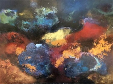 Malerei mit dem Titel "montagnes rouges" von Isabelle Petit, Original-Kunstwerk, Acryl