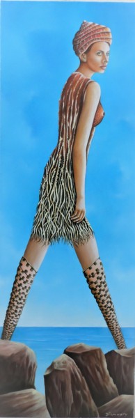 Peinture intitulée "LA FEMME QUI MARCHE" par Jean-François Hamoury, Œuvre d'art originale, Huile