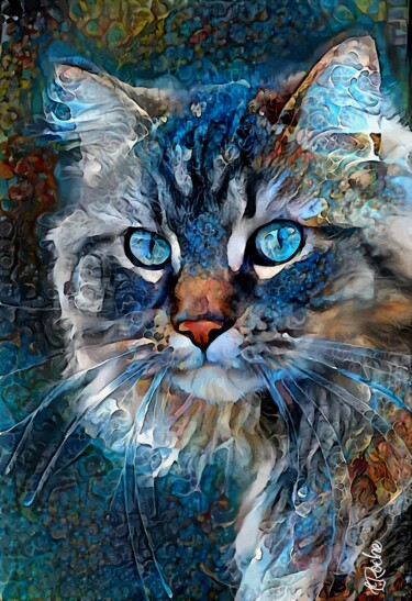 Rutger, cat - Mix media - 70x48 cm - OOAK