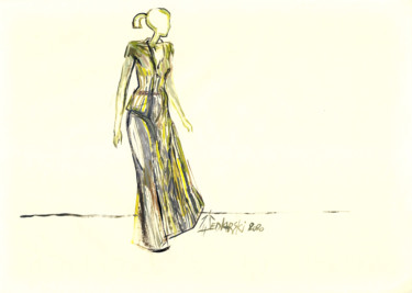Dessin intitulée "Portrait d'une Robe…" par Jivko Sedlarski, Œuvre d'art originale, Acrylique