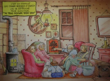 Peinture intitulée "Soirée TSF" par Philippe Lemarinier, Œuvre d'art originale, Aquarelle