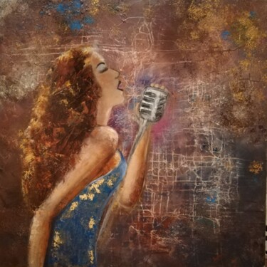Schilderij getiteld "La chanteuse" door Sophie Bouriche, Origineel Kunstwerk, Olie