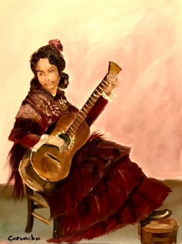 绘画 标题为“La guitarra” 由Mónica Caruncho Fontela, 原创艺术品, 油