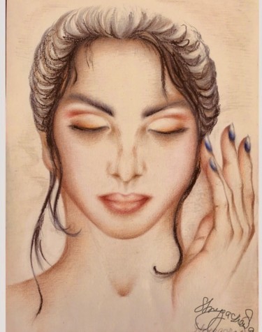 Drawing titled "Daydreaming" by Larysa Strygaczowa, Original Artwork, Pencil