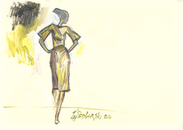 Dessin intitulée "Portrait d'une Robe…" par Jivko Sedlarski, Œuvre d'art originale, Acrylique
