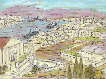 Pintura intitulada "le port de la Valet…" por Bobdiyann, Obras de arte originais, Pastel