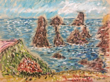 pointe Port Coton Belle Ile #artistsupportple 제목이 "pointe Port Coton…"인 미술작품 Bobdiyann로, 원작, 파스텔