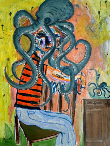 Peinture intitulée "LES POULPES" par Pascal Briba, Œuvre d'art originale, Acrylique