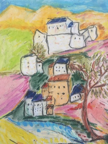 제목이 "Village Corse avec…"인 미술작품 Bobdiyann로, 원작, 파스텔