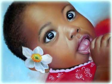 Painting titled ""Maeva" #ArtistSupp…" by Christine Mergnat, Original Artwork, Pastel
