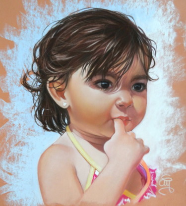 Painting titled "Neylia #ArtistSuppo…" by Christine Mergnat, Original Artwork, Pastel