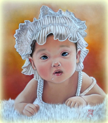 Painting titled "Charlotte #ArtistSu…" by Christine Mergnat, Original Artwork, Pastel