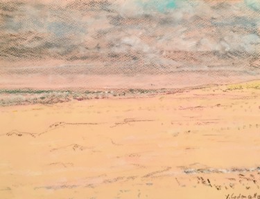 Plage de St Girons dans les Landes automne #artistsupportple Peinture intitulée "Plage de St Girons…" par Bobdiyann, Œuvre d'art originale, Pastel