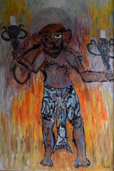 Peinture intitulée "HANUMAN" par Pascal Briba, Œuvre d'art originale, Acrylique