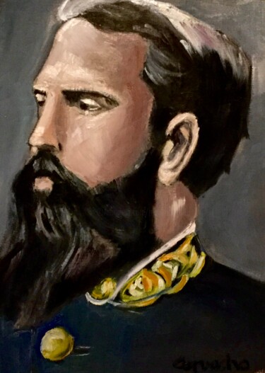 Schilderij getiteld "D. Carlos VII" door Mónica Caruncho Fontela, Origineel Kunstwerk, Olie