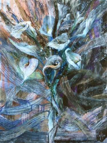 Painting titled "Calla lilies (Каллы)" by Maria Shedrina, Original Artwork, Acrylic