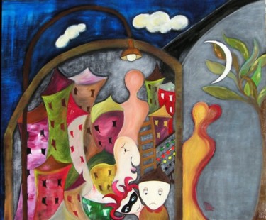 Pittura intitolato "C'è..una volta..dom…" da Cinzia Corvo (Nic), Opera d'arte originale