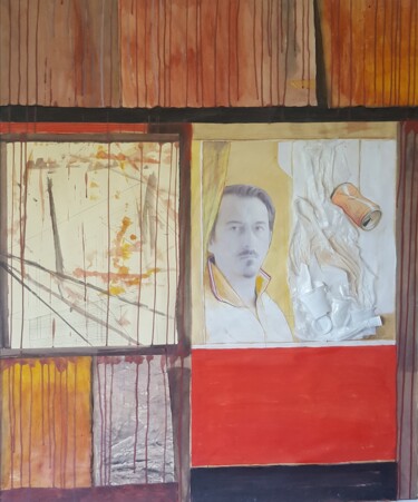 Collages titled "selfportrait  with…" by Cartasso, Original Artwork, Acrylic