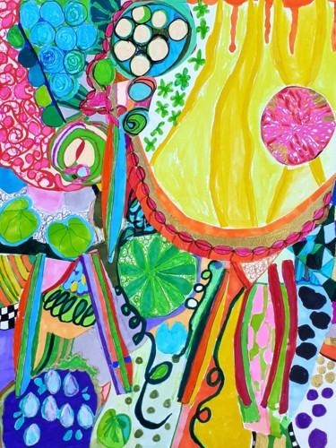 Drawing titled "Jaune #artistsuppor…" by Brigite Oury, Original Artwork, Marker