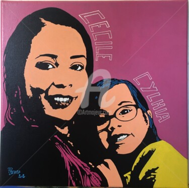 Painting titled "Mère et fille" by Patrice Behra, Original Artwork, Acrylic