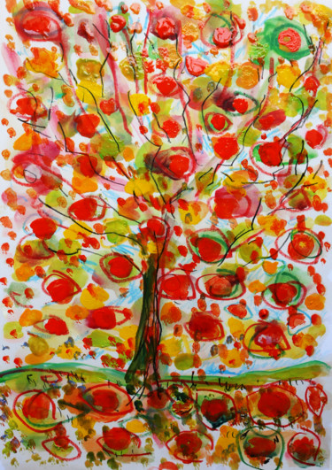 Painting titled "Tree" by Jean Mirre, Original Artwork, Oil