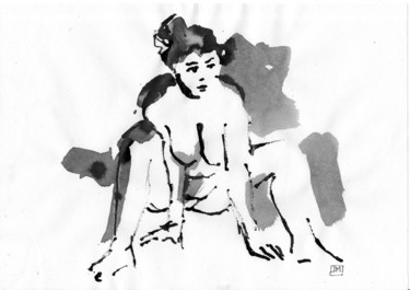 Dessin intitulée "Modèle 4" par Joël Monnier, Œuvre d'art originale, Encre
