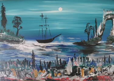 Peinture intitulée "Paradise 2" par Pascal Jung, Œuvre d'art originale, Huile