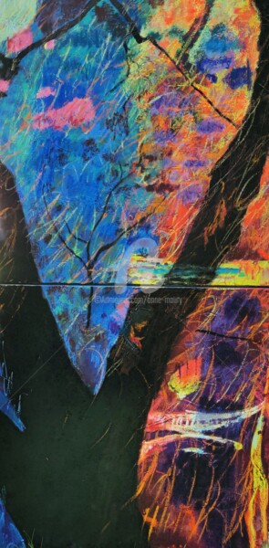 Painting titled "L'arbre noir" by Anne Maury, Original Artwork, Oil