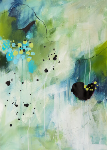Un après-midi avec toi - Peinture abstraite sur papier Peinture intitulée "Un après-midi avec…" par Chantal Proulx, Œuvre d'art originale, Acrylique