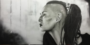 Peinture intitulée "Rêveuse" par Thierryl, Œuvre d'art originale, Acrylique Monté sur Panneau de bois