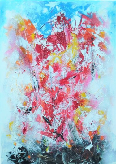 Schilderij getiteld "Reaching the Sky (5…" door Karel Van Camp, Origineel Kunstwerk, Acryl