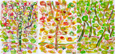 Malerei mit dem Titel "Triptyque TREES" von Jean Mirre, Original-Kunstwerk, Öl