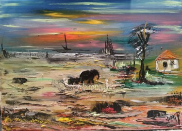 Peinture intitulée "Evasion Africa" par Pascal Jung, Œuvre d'art originale, Huile