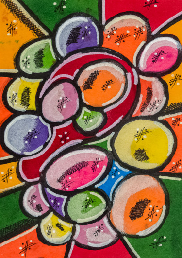 Peinture intitulée "CovidBo" par Nicolas Bernié, Œuvre d'art originale, Encre