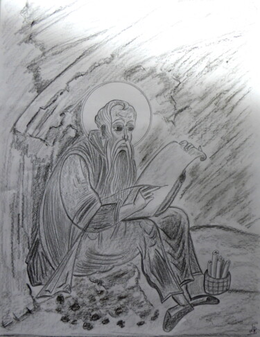 Dessin intitulée "Abba Macaire dans s…" par Laure Barlet, Œuvre d'art originale, Crayon