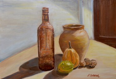 Peinture intitulée "Nature morte aux no…" par Albina Urbanek, Œuvre d'art originale, Huile