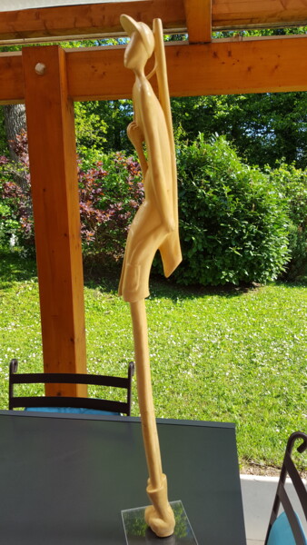 Sculpture titled "Chasseur Rêveur" by Max Bernard, Original Artwork, Wood