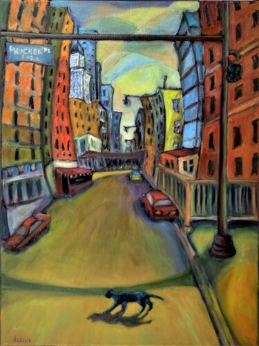 Peinture intitulée "Lock down (Chicago)" par Albina Urbanek, Œuvre d'art originale, Huile