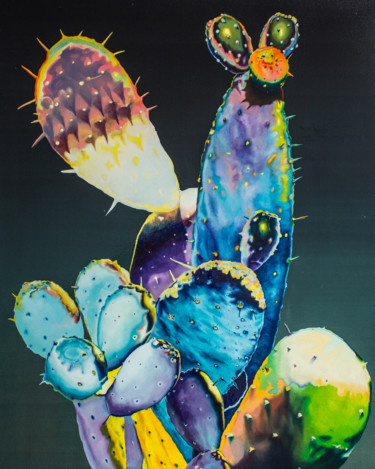 Psychedelic Cactus Peinture intitulée "Psychedelic Cactus" par Dominic Virtosu, Œuvre d'art originale, Huile Monté sur Châssis en bois