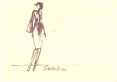 Dessin intitulée "Portrait d'une Robe…" par Jivko Sedlarski, Œuvre d'art originale, Acrylique