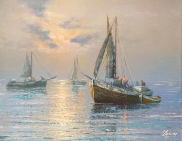 Fishing, acrylic print painting on canvas 绘画 标题为“Fishing, acrylic pr…” 由Filip Petrovic, 原创艺术品, 丙烯