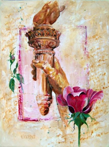 Peinture intitulée "tenir, à bras tendu!" par Anne-Frédérique Ferret, Œuvre d'art originale, Huile