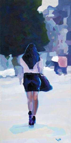 Painting titled "Passante" by Pierre Wuillaume, Original Artwork, Oil Mounted on Wood Stretcher frame