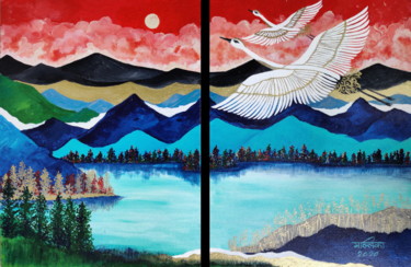 Painting titled "Soaring High (set o…" by Mallika Seth, Original Artwork, Acrylic