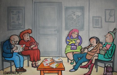 Peinture intitulée "Dans la salle d'att…" par Philippe Lemarinier, Œuvre d'art originale, Acrylique
