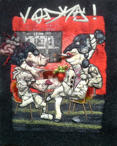 Vodka ! Art textile intitulée "Vodka !" par Françoise Maillet, Œuvre d'art originale, Broderie