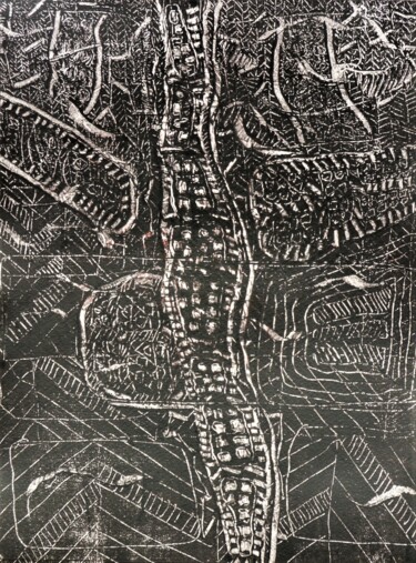 Gravures & estampes intitulée "Confinement 31" par Philippe Casaubon, Œuvre d'art originale, Monotype