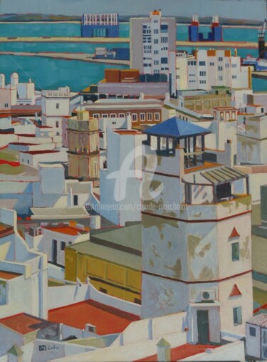 Version "huile", Cadix, vue de la Torre Tavira